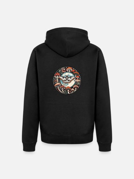 Luna Moth and Mushrooms - Unisex Premium Organic Zip Hoodie - black