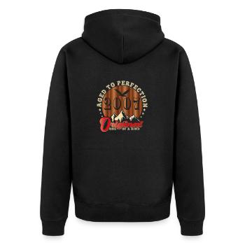Kultiges Jubiläum 2007 - Unisex Premium Bio Zip Hoodie - Schwarz - Hinten - Nico (187cm)