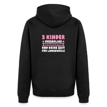 Mama Von 3 Kindern - Unisex Premium Bio Zip Hoodie - Schwarz - Hinten - Nico (187cm)