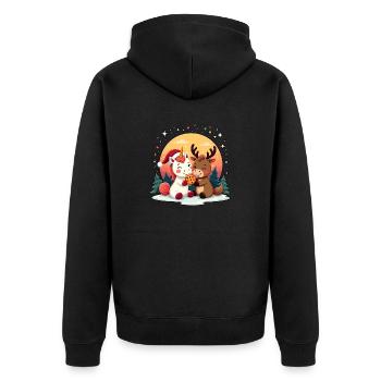 Einhorn Rentier Schneeflocken Weihnachten - Unisex Premium Bio Zip Hoodie - Schwarz - Hinten - Nico (187cm)