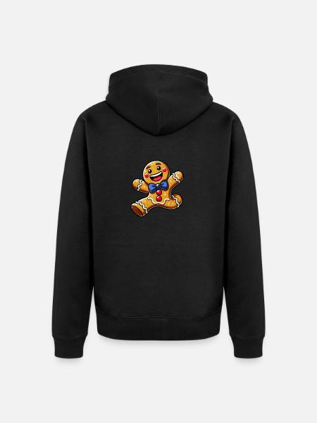 Lebkuchenmann Cartoon - Unisex Premium Bio Zip Hoodie - Schwarz