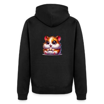 hamster comic - Unisex Premium Bio Zip Hoodie - Schwarz - Hinten - Nico (187cm)