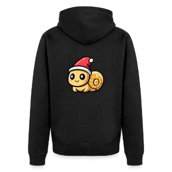 Schnecke Weihnachten - Unisex Premium Bio Zip Hoodie - Schwarz - Hinten - Nico (187cm)