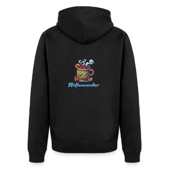 Mulled Wine Christmas Hut Magic - Unisex Premium Organic Zip Hoodie - black - Back - Nico (187cm)