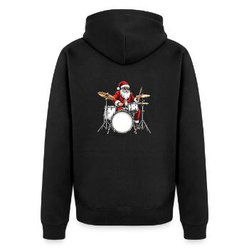 Santa Claus Schlagzeug-Set. Vintage Drummer - Unisex Premium Bio Zip Hoodie - Schwarz - Hinten - Nico (187cm)