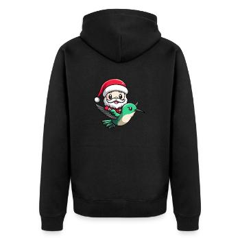 Kolibri Vogel Weihnachtsmann Cartoon - Unisex Premium Bio Zip Hoodie - Schwarz - Hinten - Nico (187cm)