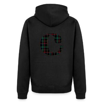 Monogramme c tartan écossais - Veste à capuche bio Premium Unisexe - noir - Dos - Nico (187cm)