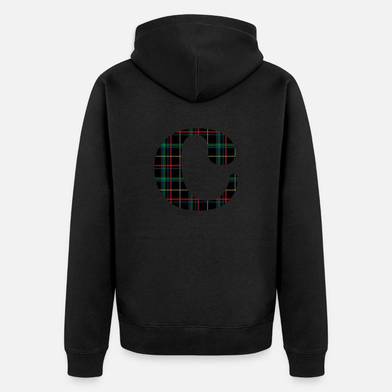 Monogramme c tartan écossais - Veste à capuche bio Premium Unisexe - noir
