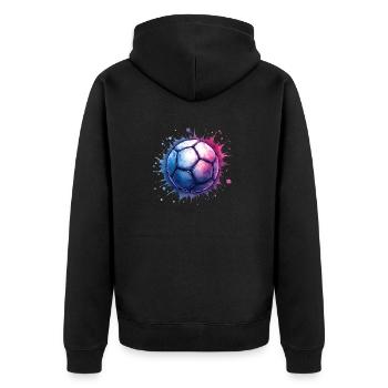 handball geschenkideen - handballer - Unisex Premium Bio Zip Hoodie - Schwarz - Hinten - Nico (187cm)