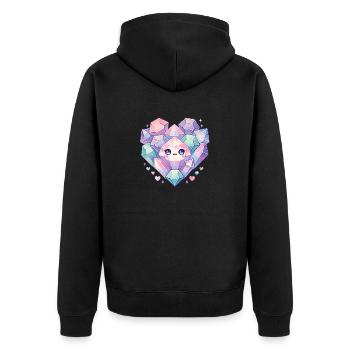 Kristalle - Unisex Premium Bio Zip Hoodie - Schwarz - Hinten - Nico (187cm)