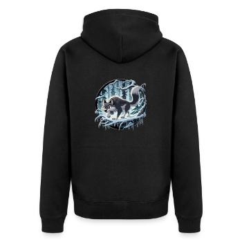 Loup dans la forêt glacée - Veste à capuche bio Premium Unisexe - noir - Dos - Nico (187cm)