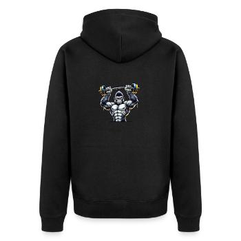gorilla weight fitness - Unisex Premium Organic Zip Hoodie - black - Back - Nico (187cm)