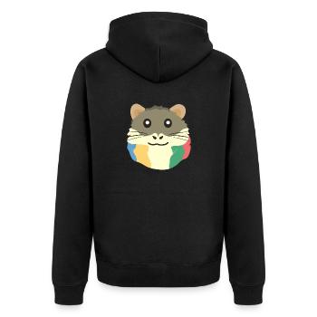 Ein süßes Cartoon-Tier mit einem mehrfarbigen Scha - Unisex Premium Bio Zip Hoodie - Schwarz - Hinten - Nico (187cm)