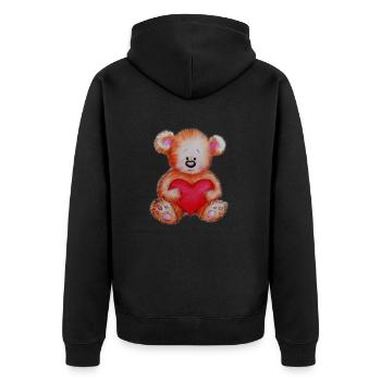 Herzbär - Unisex Premium Bio Zip Hoodie - Schwarz - Hinten - Nico (187cm)