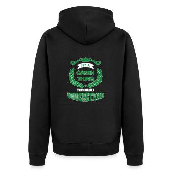 its a green thing - Unisex Premium Bio Zip Hoodie - Schwarz - Hinten - Nico (187cm)