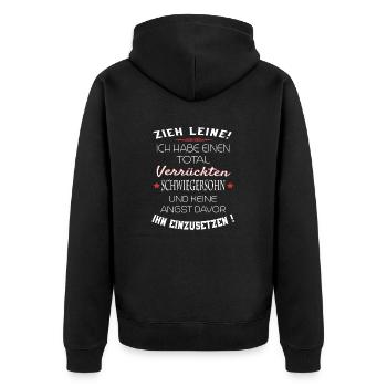 verrückter Schwiegersohn - Unisex Premium Bio Zip Hoodie - Schwarz - Hinten - Nico (187cm)