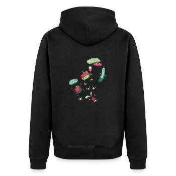 Partysalat in Farbe - Unisex Premium Bio Zip Hoodie - Schwarz - Hinten - Nico (187cm)