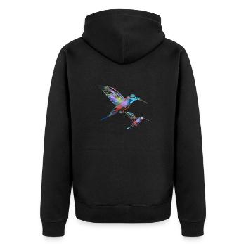 kolibri ,aquarell, naturecontest,pastell, malerei, - Unisex Premium Bio Zip Hoodie - Schwarz - Hinten - Nico (187cm)