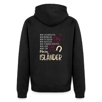ISLÄNDER - mein - Unisex Premium Bio Zip Hoodie - Schwarz - Hinten - Nico (187cm)