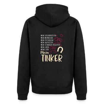 TINKER - mein - Unisex Premium Bio Zip Hoodie - Schwarz - Hinten - Nico (187cm)