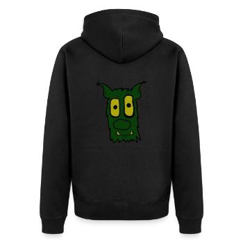 Troll dich! - Unisex Premium Bio Zip Hoodie - Schwarz - Hinten - Nico (187cm)