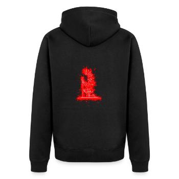 Polne Poland - hussare, hussar als kniender ritter - Unisex Premium Bio Zip Hoodie - Schwarz - Hinten - Nico (187cm)