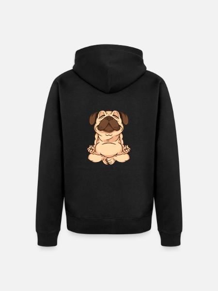 yoga pug pug - Unisex Premium Organic Zip Hoodie - black