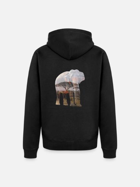 Elefant - Unisex Premium Bio Zip Hoodie - Schwarz
