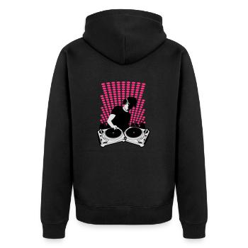DJ turntables - Unisex Premium Organic Zip Hoodie - black - Back - Nico (187cm)
