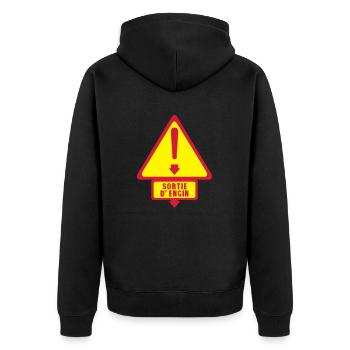 sortie engin panneau danger fleche - Veste à capuche bio Premium Unisexe - noir - Dos - Nico (187cm)