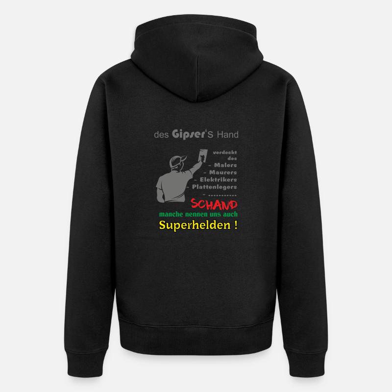 Gipser die Superhelden - Unisex Premium Bio Zip Hoodie - Schwarz