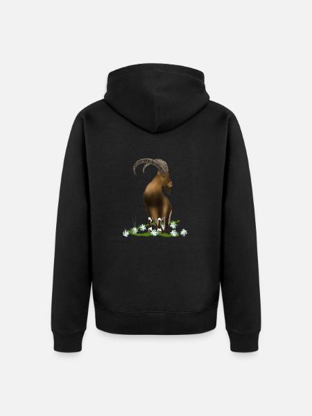 Ibex, mountains, alps - Unisex Premium Organic Zip Hoodie - black