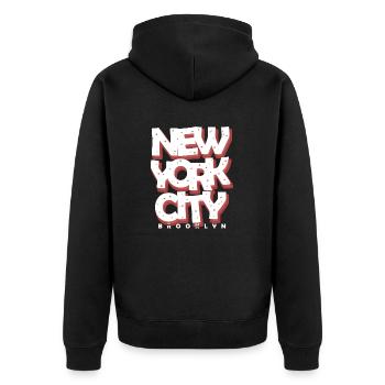New York City Brooklyn Idee T-Shirt Design Geschenk - Unisex Premium Bio Zip Hoodie - Schwarz - Hinten - Nico (187cm)