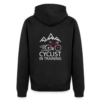 Cyclist In Training - Unisex Premium Bio Zip Hoodie - Schwarz - Hinten - Nico (187cm)