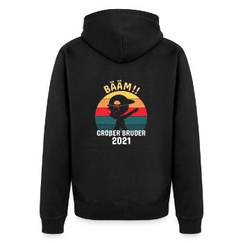 Großer Bruder 2021 Kinder - Unisex Premium Bio Zip Hoodie - Schwarz - Hinten - Nico (187cm)