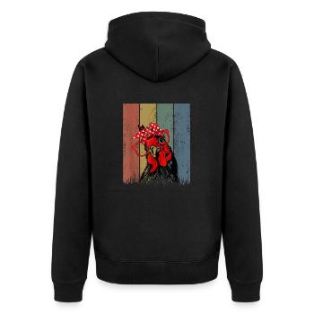 Süßes Mädchen Huhn mit Bandana Stirnband Brille - Unisex Premium Bio Zip Hoodie - Schwarz - Hinten - Nico (187cm)