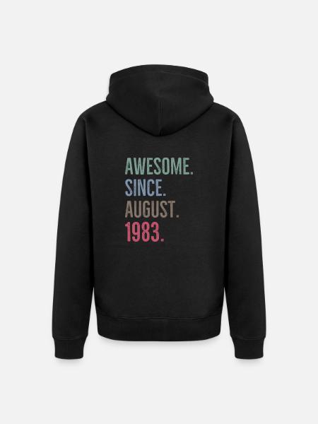 Impresionante desde agosto de 1983 - Chaqueta con capucha prémium ecológica unisex - negro