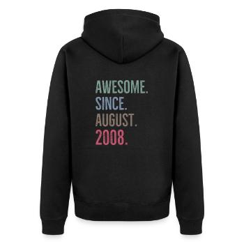 Awesome Since August 2008 - Unisex Premium Organic Zip Hoodie - black - Back - Nico (187cm)