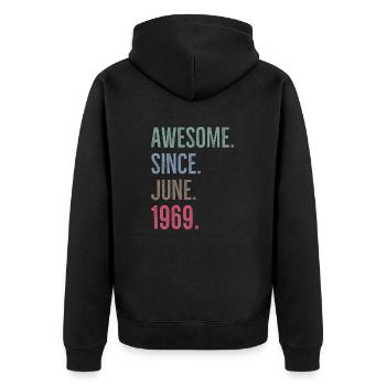 Génial depuis juin 1969 - Veste à capuche bio Premium Unisexe - noir - Dos - Nico (187cm)
