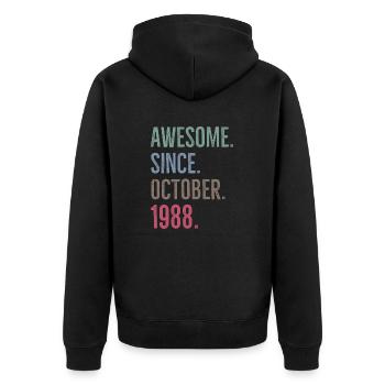 Génial depuis octobre 1988 - Veste à capuche bio Premium Unisexe - noir - Dos - Nico (187cm)