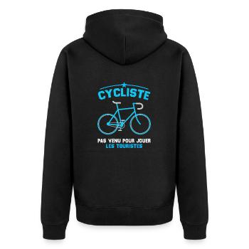Cycliste Cadeau Humour Personnalisé - Veste à capuche bio Premium Unisexe - noir - Dos - Nico (187cm)