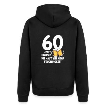 60. Geburtstag Spruch Bier Biertrinker 60 Jahre - Unisex Premium Bio Zip Hoodie - Schwarz - Hinten - Nico (187cm)