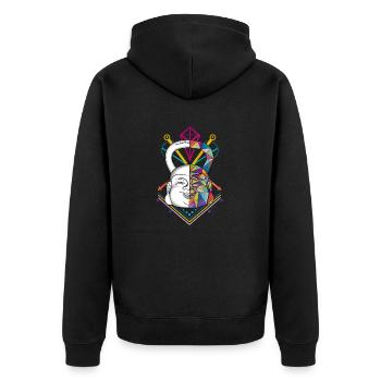 Buddhabell Kettlebell Paleofitness Geometric - Unisex Premium Bio Zip Hoodie - Schwarz - Hinten - Nico (187cm)