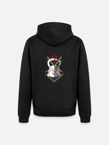 Buddhabell Kettlebell Paleofitness Geometric - Unisex Premium Organic Zip Hoodie - black
