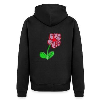 Red flower hand-painted abstract flower pixel - Unisex Premium Organic Zip Hoodie - black - Back - Nico (187cm)