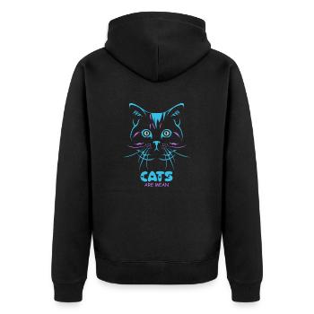 cats are mean - Unisex Premium Organic Zip Hoodie - black - Back - Nico (187cm)