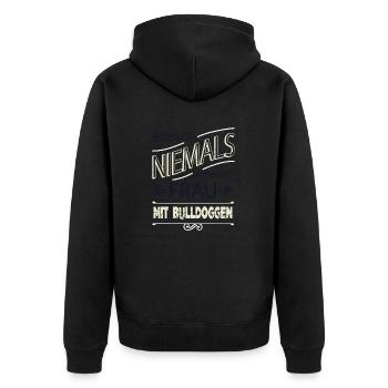 frauen doggie feminist female bachhund protest - Unisex Premium Bio Zip Hoodie - Schwarz - Hinten - Nico (187cm)