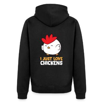 Poulet - J’adore les poulets - Veste à capuche bio Premium Unisexe - noir - Dos - Nico (187cm)