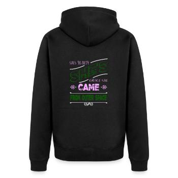 alien loving kid present aliens - Unisex Premium Bio Zip Hoodie - Schwarz - Hinten - Nico (187cm)