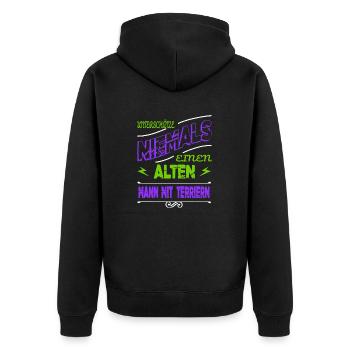 alter mann humor spaß vatertag welpe boxer bday - Unisex Premium Bio Zip Hoodie - Schwarz - Hinten - Nico (187cm)
